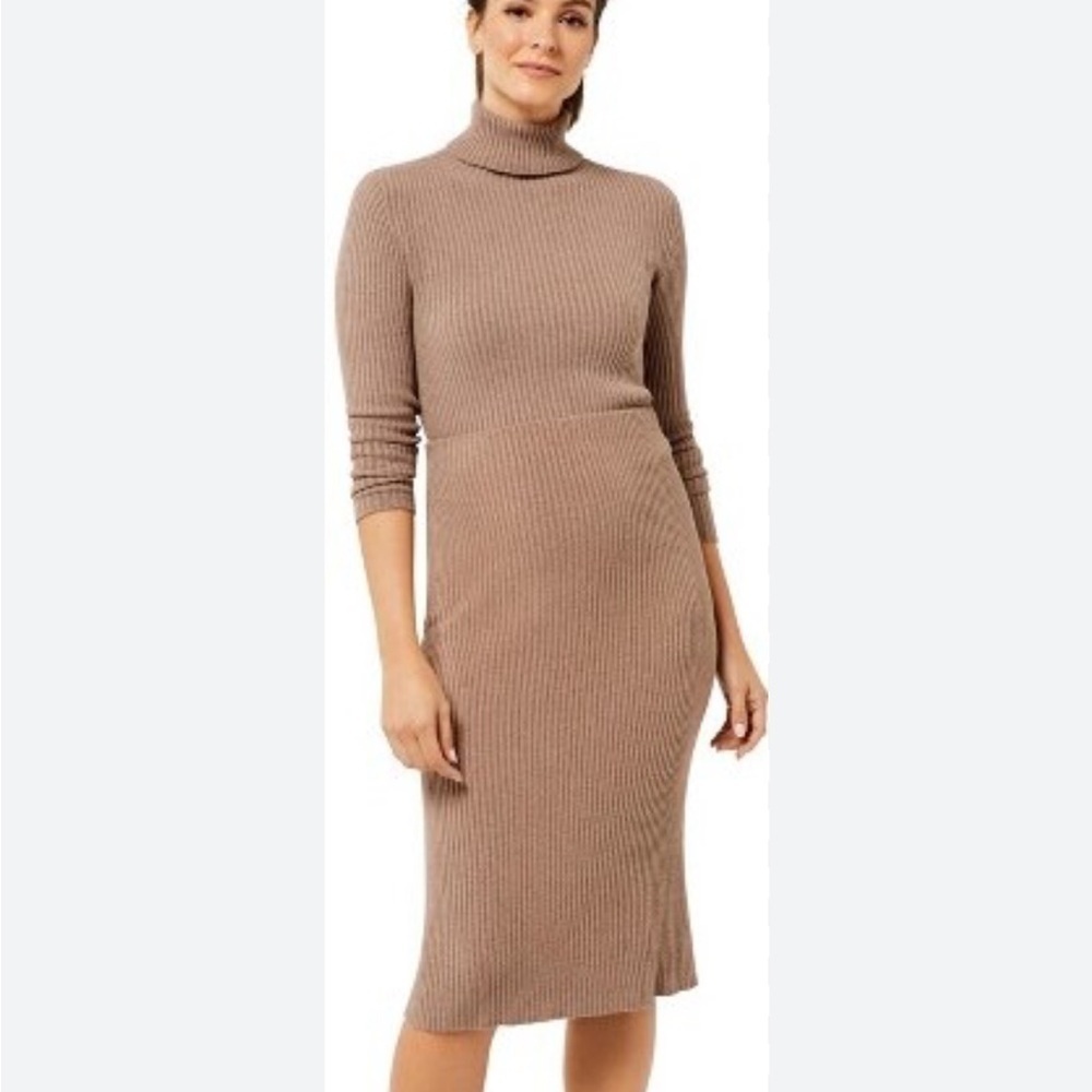 Pietro Brunelli Turtleneck Textured Rib Knit Midi Maternity Sweater Dress Sz S
